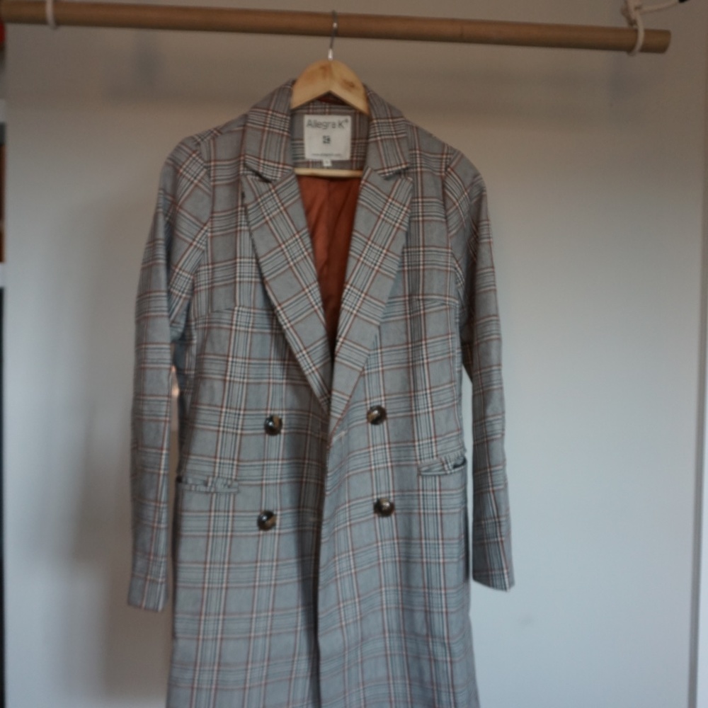 Plaid Trench Coat/Blazer Jacket